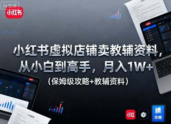 小红书虚拟店铺卖教辅资料，从小白到高手，月入1W+(保姆级攻略+教辅资料)-云推网创项目库