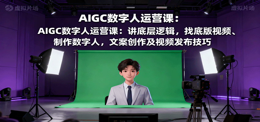 AIGC数字人运营课：讲底层逻辑，找底版视频、制作数字人，文案创作及视频发布技巧-云推网创项目库