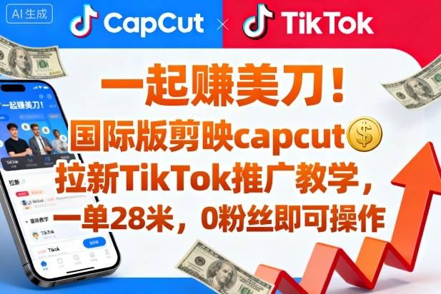 一起賺美刀！国际版剪映capcut拉新TikTok推广教学，一单28米，0粉丝即可操作(附推广入口和教学)-云推网创项目库