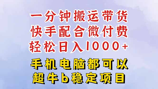 快手黑科技一分钟搬运带货，一刀不剪过原创，微付费投流玩法，轻松日入…-云推网创项目库