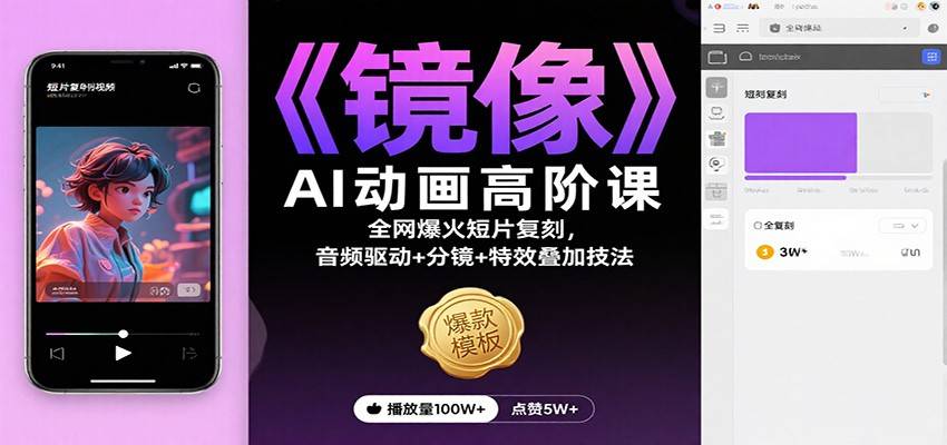 《镜像》AI动画高阶课:全网爆火短片复刻,音频驱动+分镜+特效叠加技法-云推网创项目库