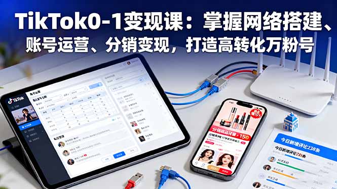 TikTok0-1变现课：掌握网络搭建、账号运营、分销变现，打造高转化万粉号-云推网创项目库