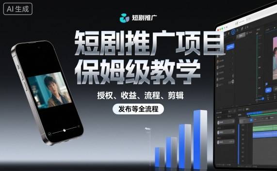 短剧推广项目保姆级教学，授权、收益、流程、剪辑，发布等全流程-云推网创项目库