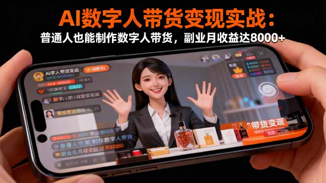 AI数字人带货变现实战：普通人也能制作数字人带货，副业月收益达8000+-云推网创项目库