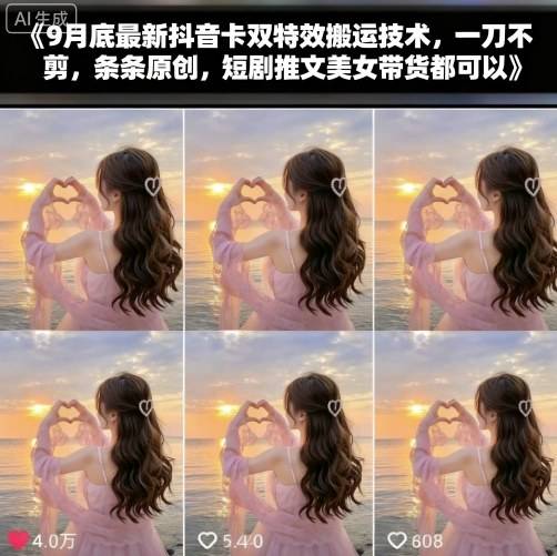 9月底最新抖音卡双特效搬运技术，一刀不剪，条条原创，短剧推文美女带货都可以-云推网创项目库