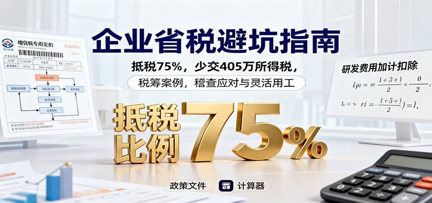 企业省税避坑指南:抵税75%,少交405万所得税,税筹案例,稽查应对与灵活用工-云推网创项目库