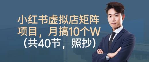 小红书虚拟店矩阵项目，照抄照做，月搞1W+(共40节)-云推网创项目库