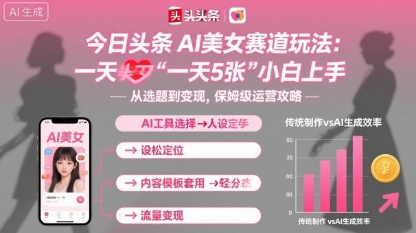 今日头条AI美女赛道玩法，一天轻松5张，小白轻松上手-云推网创项目库