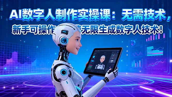 AI数字人制作实操课：无需技术，新手可操作，免费无限生成数字人技术！-云推网创项目库