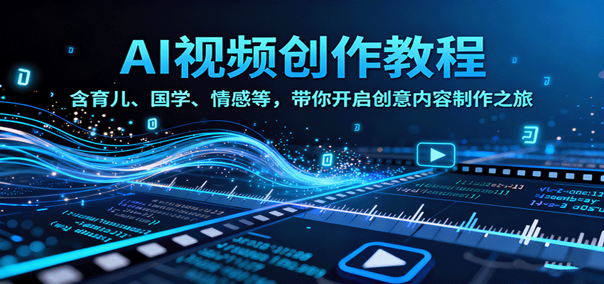 AI视频创富课，含育儿、国学、情感等，带你开启创意内容制作之旅-云推网创项目库