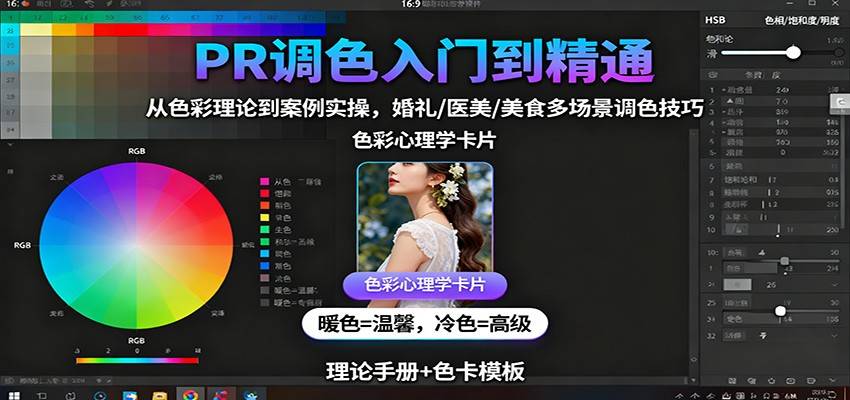 PR调色入门到精通：从色彩理论到案例实操，婚礼/医美/美食多场景调色技巧-云推网创项目库