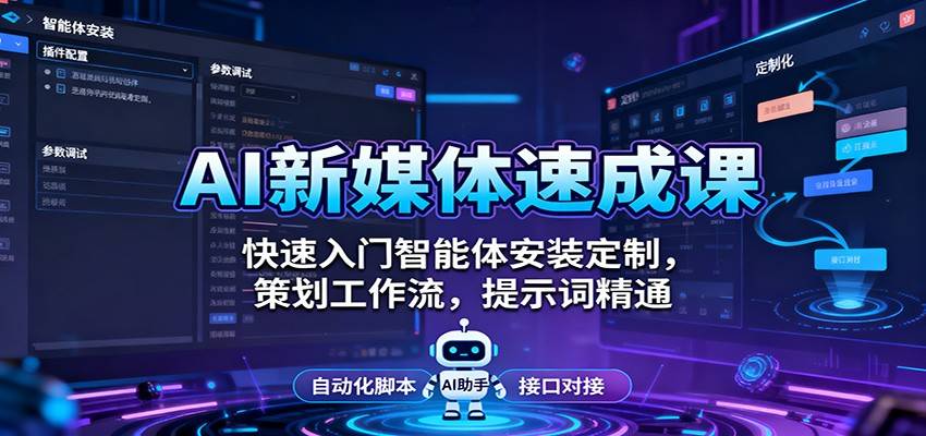 AI新媒体速成课:快速入门智能体安装定制,策划工作流,提示词精通-云推网创项目库