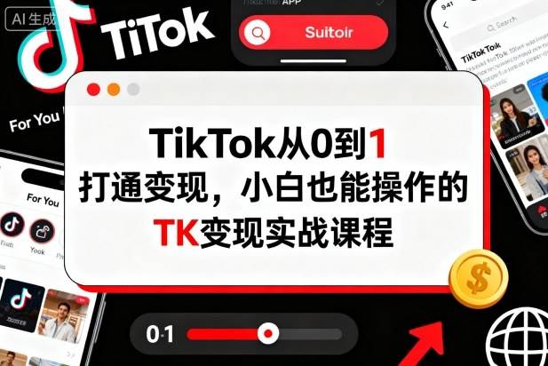 TikTok从0到1打通变现，小白也能操作的TK变现实战课程-云推网创项目库
