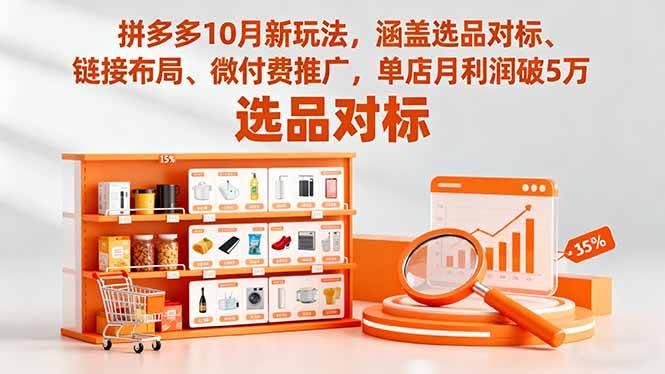 拼多多10月新玩法，涵盖选品对标、链接布局、微付费推广，单店月利润破5万-云推网创项目库