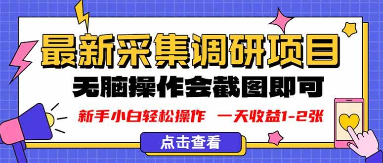 新版采集调研项目，截图上传即可，无脑操作，日收益1-2张-云推网创项目库