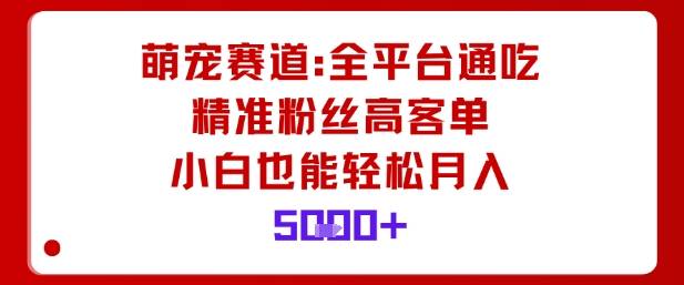 萌宠赛道，全平台通吃，精准粉丝高客单，小白也能轻松月入5k-云推网创项目库