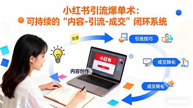 小红书引流爆单术：构建一套低成本 可持续的“内容-引流-成交”闭环系统-云推网创项目库