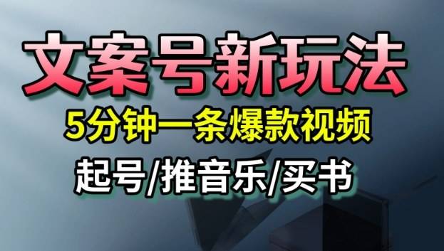 文案号新玩法，5分钟一条爆款视频，流量高，起号快，多方位变现-云推网创项目库