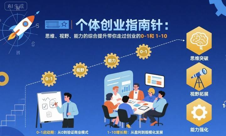 个体创业指南针，思维、视野、能力的综合提升带你走过创业的0-1和1-10【音频】-云推网创项目库