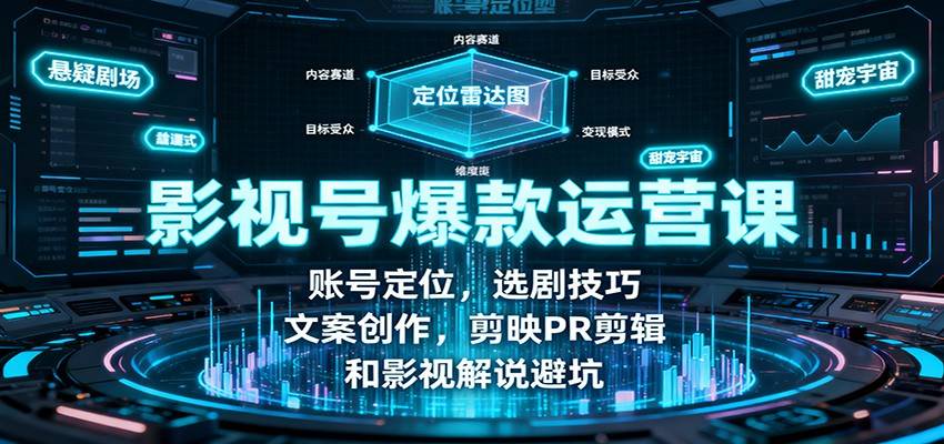影视号爆款运营课：账号定位，选剧技巧，文案创作，剪映PR剪辑和影视解说避坑-云推网创项目库