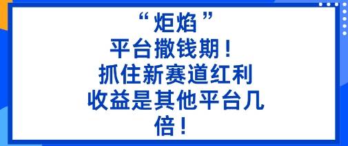 “炬焰”：平台撒钱期！抓住新赛道红利，5分钟二创内容，收益是其他平台几倍！-云推网创项目库