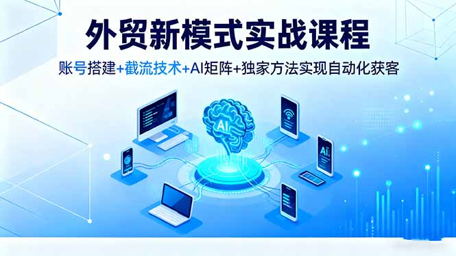 外贸新模式实战课程，账号搭建+截流技术+AI矩阵+独家方法实现自动化获客-云推网创项目库