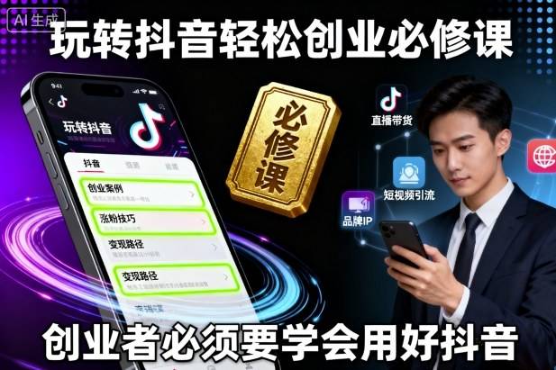 玩转抖音轻松创业必修课，创业者必须要学会用好抖音-云推网创项目库