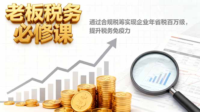 老板税务必修课,通过合规税筹实现企业年省税百万级,提升税务免疫力-云推网创项目库