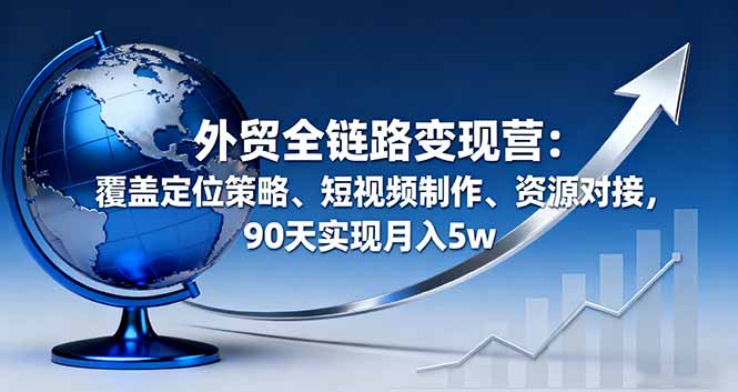 外贸全链路变现营：覆盖定位策略、短视频制作、资源对接，90天实现月入5w-云推网创项目库