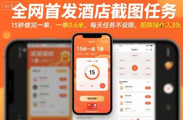 全网首发酒店截图任务，15秒做完一单，一单0.6米，每天任务不设限，矩阵操作日入3张【揭秘】-云推网创项目库