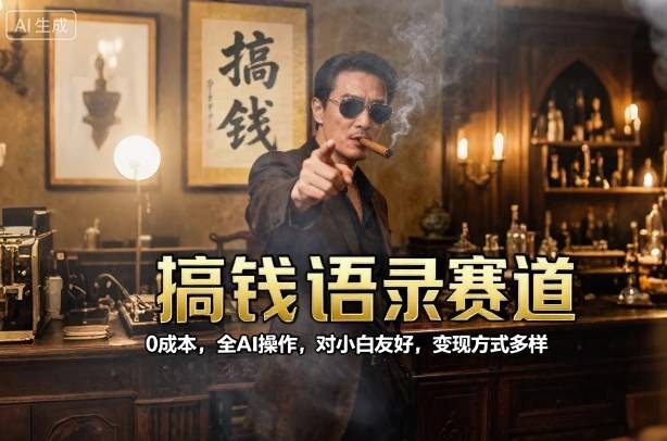搞钱语录赛道，0成本，全AI操作，对小白友好，变现方式多样-云推网创项目库
