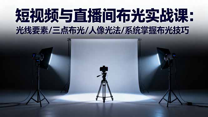 短视频与直播间布光实战课:光线要素/三点布光/人像光法/系统掌握布光技巧-云推网创项目库