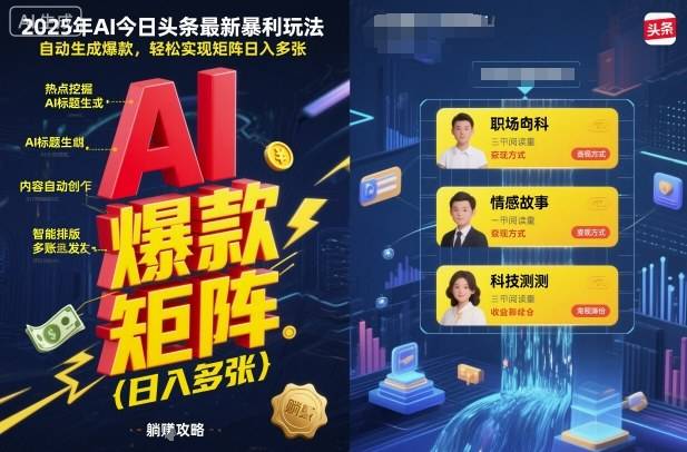 2025年AI今日头条最新暴利玩法，自动生成爆款，轻松实现矩阵日入多张-云推网创项目库