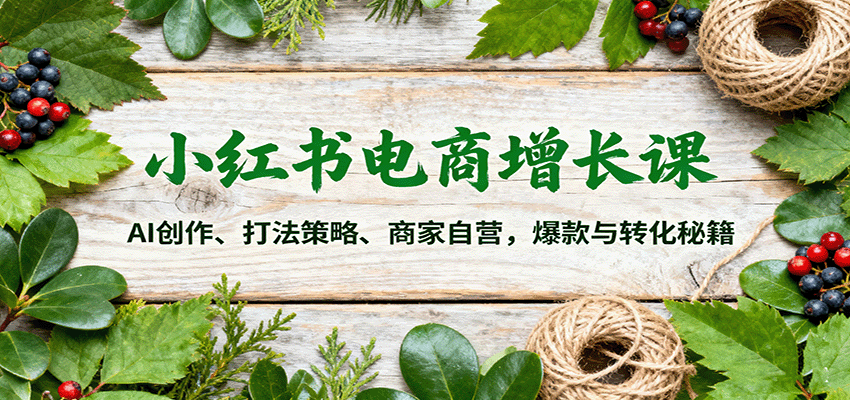 小红书电商增长课：AI创作、打法策略、商家自营，爆款与转化秘籍-云推网创项目库