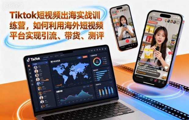Tiktok短视频出海实战训练营，如何利用海外短视频平台实现引流、带货、测评-云推网创项目库