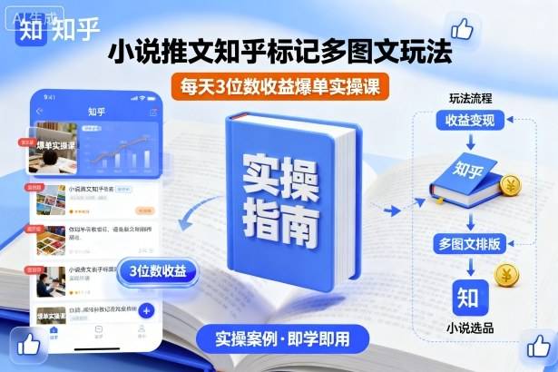 小说推文知乎标记多图文玩法，每天3位数收益爆单实操课-云推网创项目库