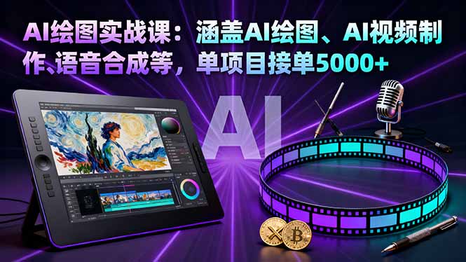 AI绘图实战课：涵盖AI绘图、AI视频制作、语音合成等，单项目接单5000+-云推网创项目库