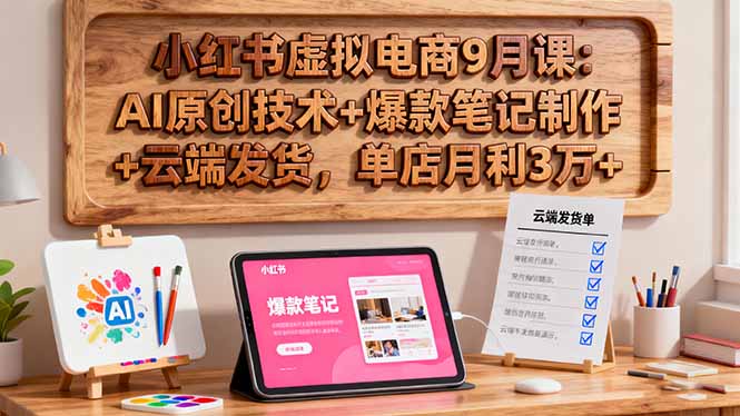 小红书虚拟电商9月课：AI原创技术+爆款笔记制作+云端发货，单店月利3万+-云推网创项目库