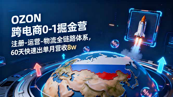 OZON跨境电商0-1掘金营：注册-运营-物流全链路体系，60天快速出单月营收8w-云推网创项目库