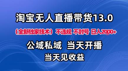 淘宝无人直播13.0，公域私域技术，不封号，不违规布局下半年旺季赛道，日入1K+(独家技术)【揭秘】-云推网创项目库