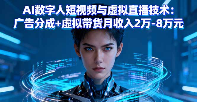 AI数字人短视频与虚拟直播技术：广告分成+虚拟带货月收入2万-8万元-云推网创项目库