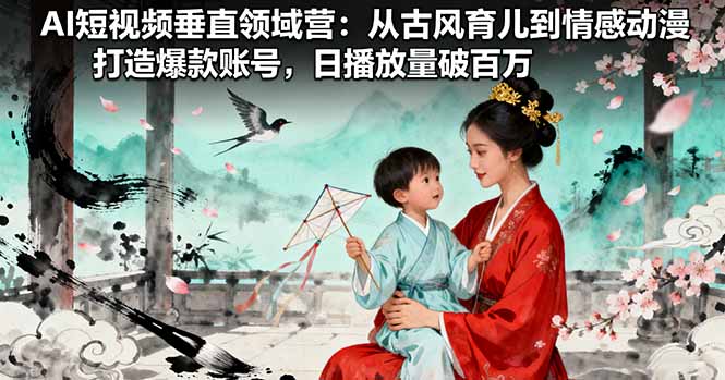 AI短视频垂直领域营：从古风育儿到情感动漫，打造爆款账号,日播放量破百万-云推网创项目库