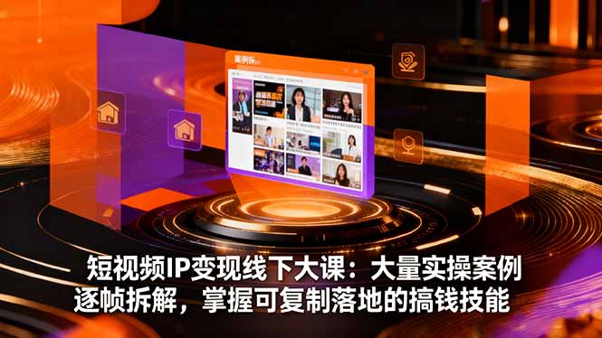 短视频IP变现线下大课:大量实操案例逐帧拆解,掌握可复制落地的搞钱技能-云推网创项目库