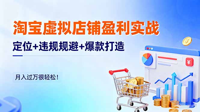 淘宝虚拟店铺盈利实战:定位+违规规避+爆款打造,月入过万很轻松!-云推网创项目库