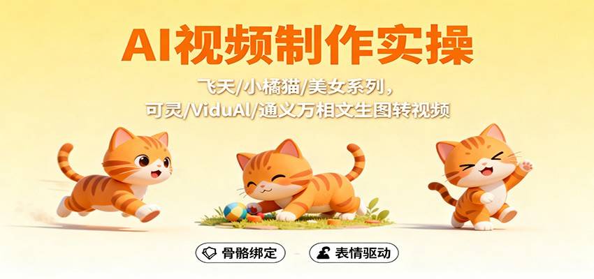 AI视频制作实操,飞天/小橘猫/美女系列,可灵/ViduAl/通义万相文生图转视频-云推网创项目库