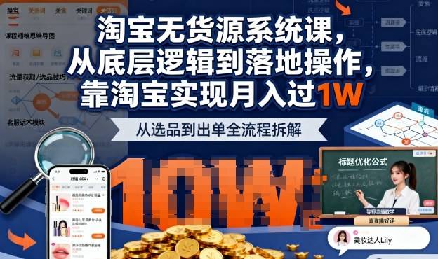 2025最新淘宝无货源系统课，从底层逻辑到落地操作，靠淘宝实现月入过1W-云推网创项目库