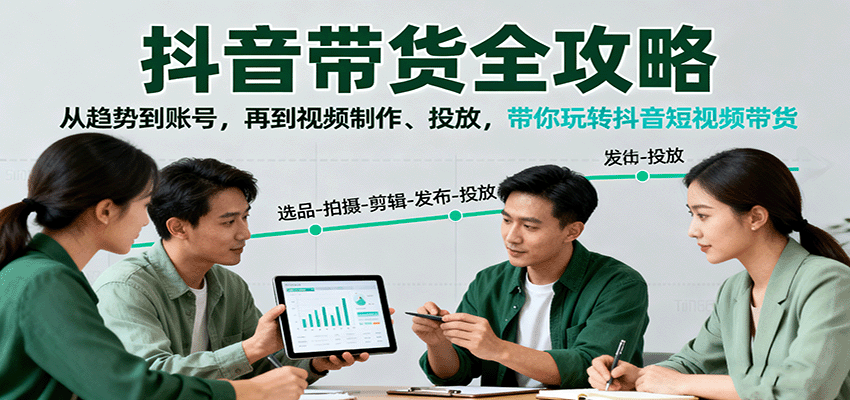 抖音带货全攻略：从趋势到账号，再到视频制作、投放，带你玩转抖音短视频带货-云推网创项目库