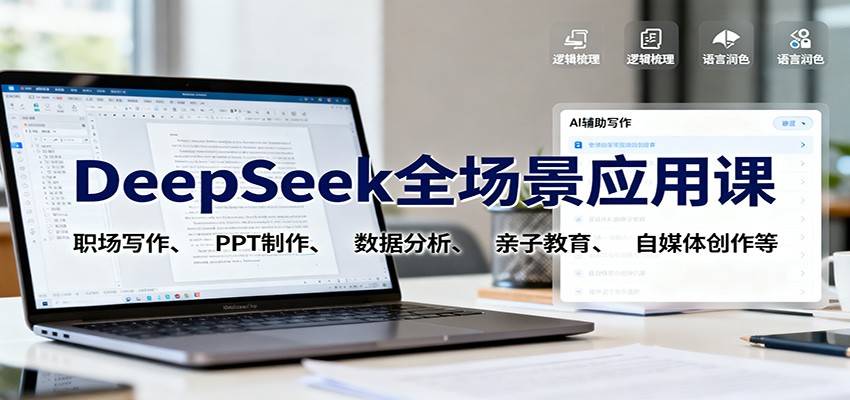 DeepSeek全场景应用课:职场写作、 PPT制作、数据分析、亲子教育、自媒体创作等-云推网创项目库