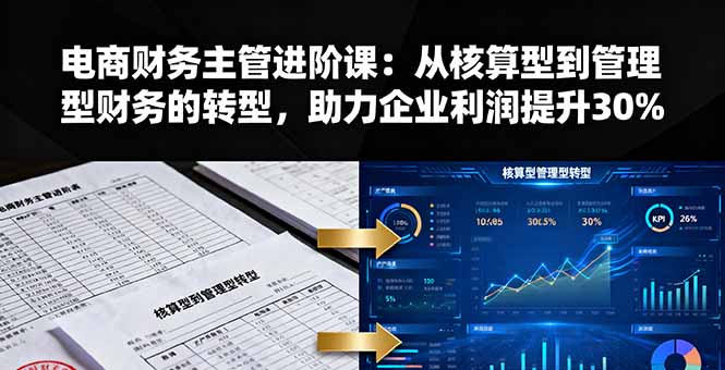 电商财务主管进阶课：从核算型到管理型财务的转型，助力企业利润提升30%-云推网创项目库