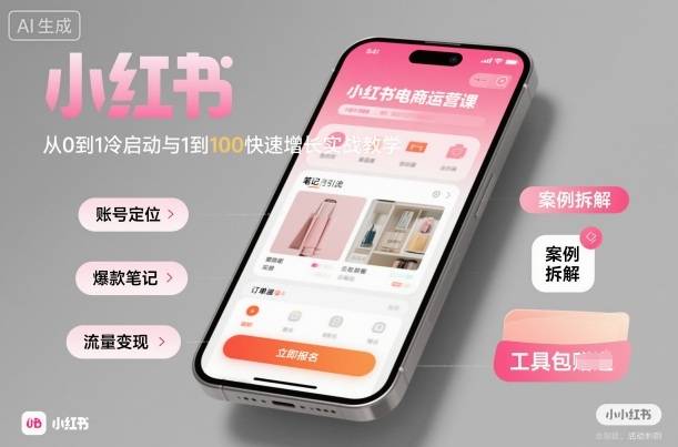 小红书电商运营课：从0到1冷启动与1到100快速增长实战教学-云推网创项目库